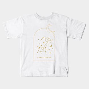 Sagittarius Zodiac Constellation and Flowers - Astrology and Horoscope Kids T-Shirt